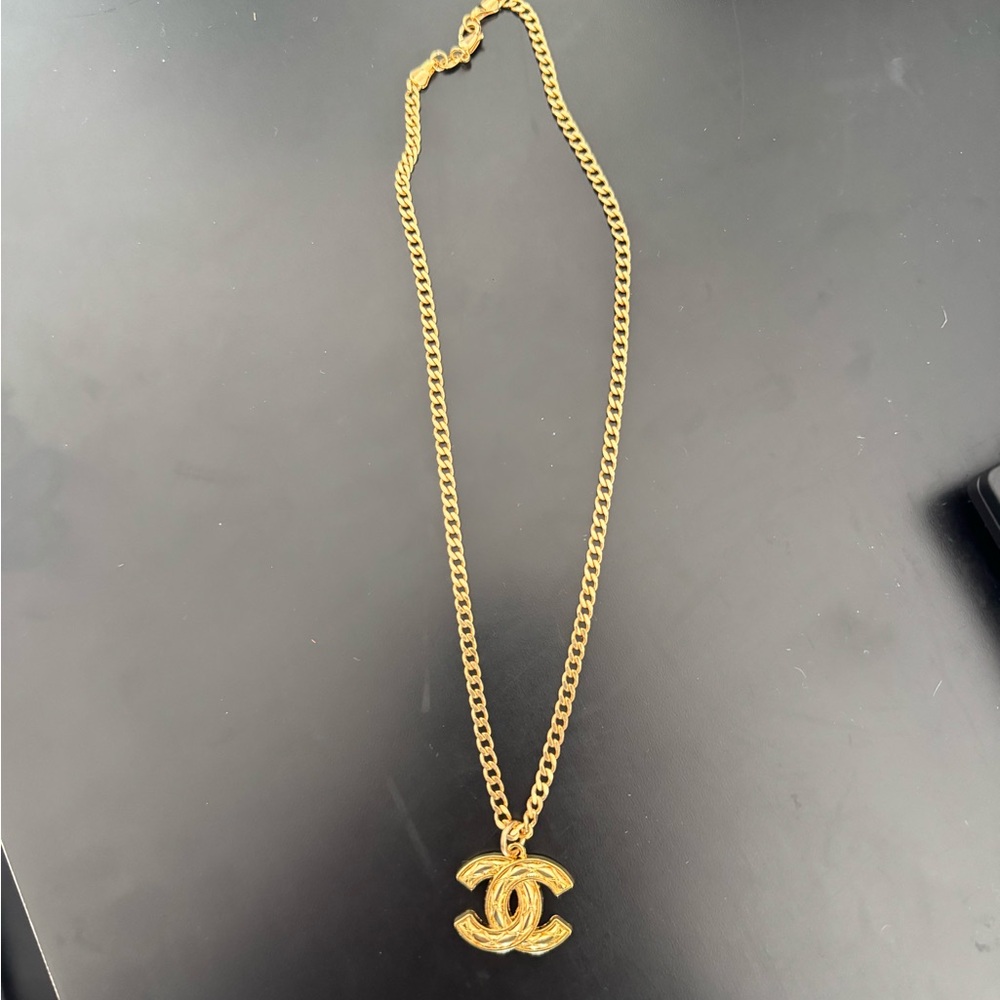 CHANEL Gold Logo Necklace